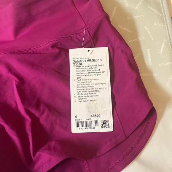 NWT Lululemon Speed Up High Rise Shorts 4", Sz 6, Magenta Purple - Picture 6 of 7